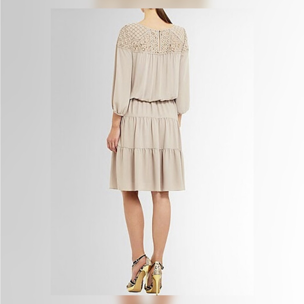 BCBG Max Azria Crepe & Lace belted dress